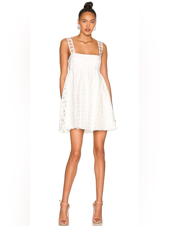 Amanda Uprichard Dresses & Skirts - Amanda Uprichard Russo White Checkered Baby Doll Mini Dress